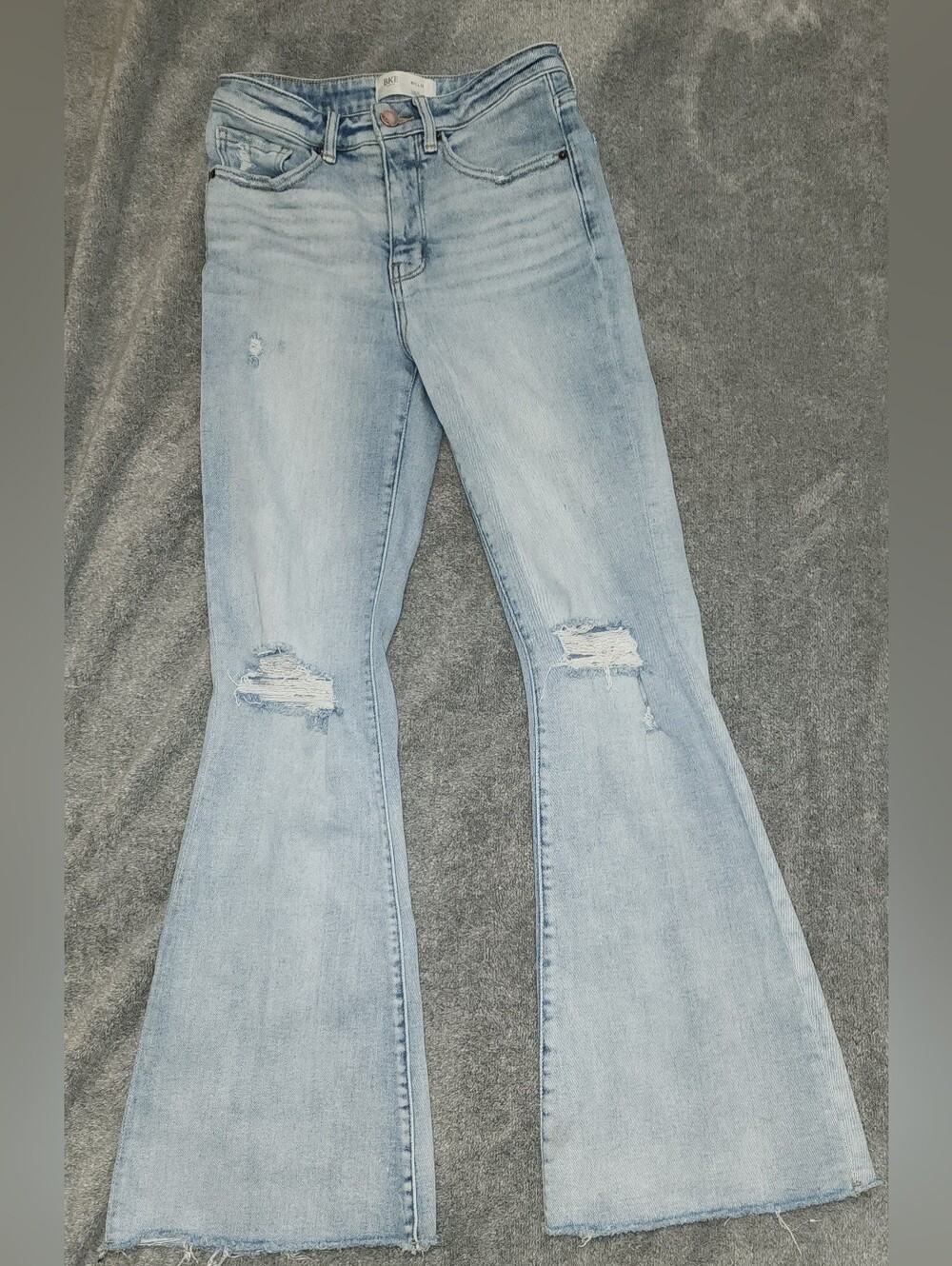 BKE Denim Billie Slim Fit Flare Jeans Light Wash Distressed 28×30